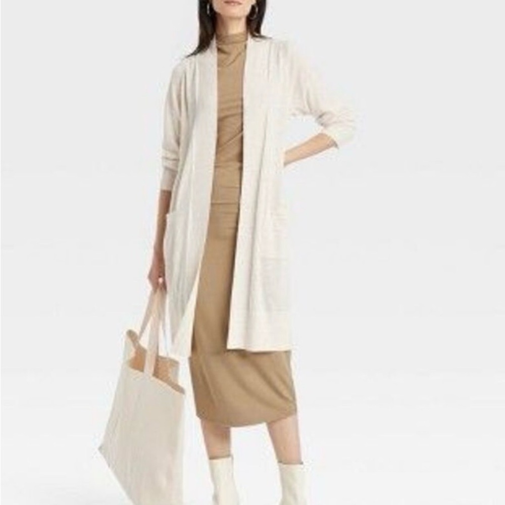A New Day Oatmeal Open-Front Long Cardigan Sweater - Women